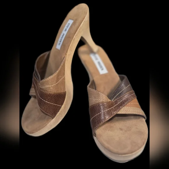 8.5 Steve Madden Danelle Brown Wooden Mules - Picture 5 of 7